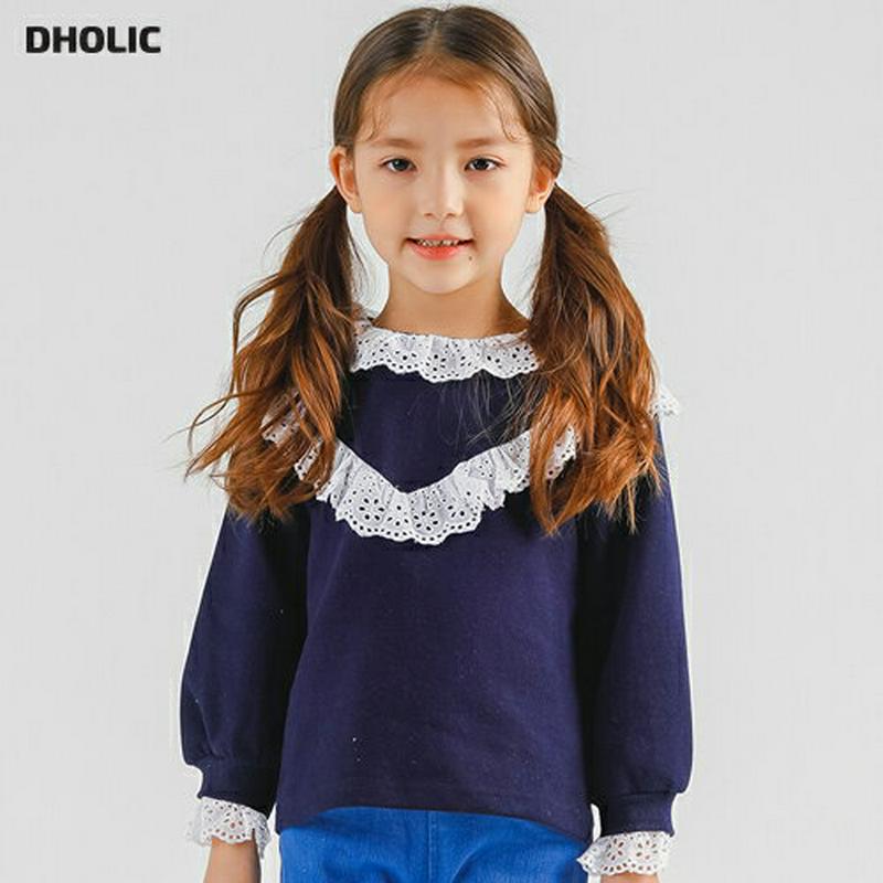 アイレットレースラインスウェット p007280 キッズ 【3~8才】【tops】【韓国 ファッション トップス スウェット トレーナー Tシャツ カットソー 長袖 無地 女の子 ルーズ フリル レースキッズ 子供 子供用 幼稚園 通学 通園 小学生 春 秋 冬】【KIDS】