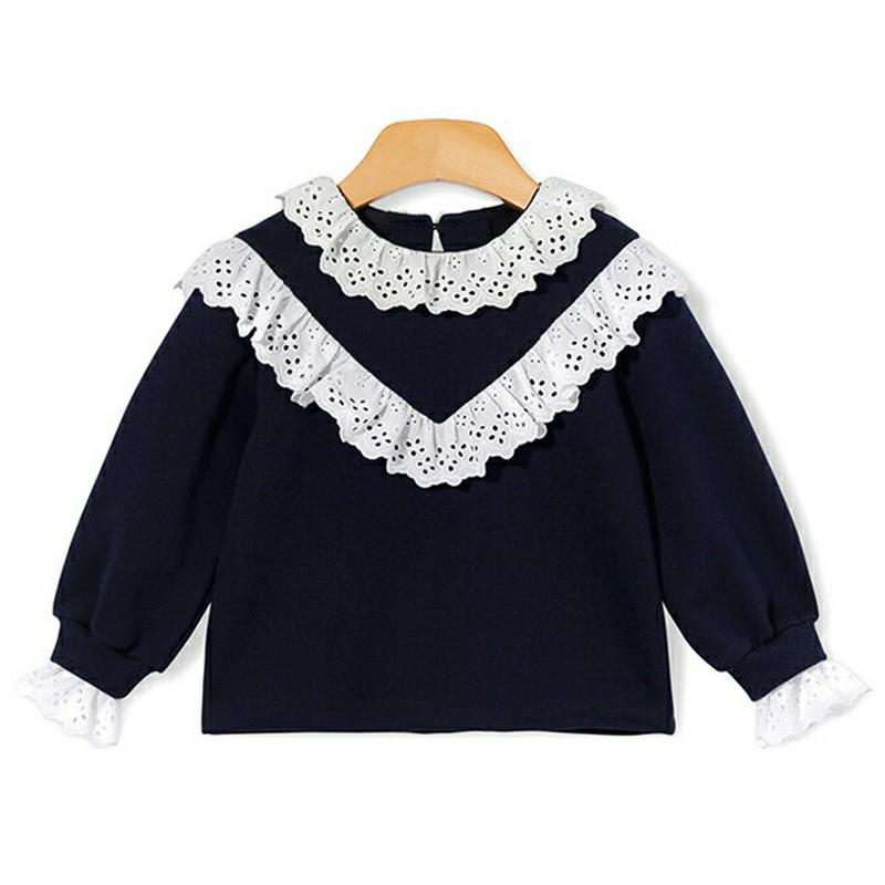 アイレットレースラインスウェット p007280 キッズ 【3~8才】【tops】【韓国 ファッション トップス スウェット トレーナー Tシャツ カットソー 長袖 無地 女の子 ルーズ フリル レースキッズ 子供 子供用 幼稚園 通学 通園 小学生 春 秋 冬】【KIDS】