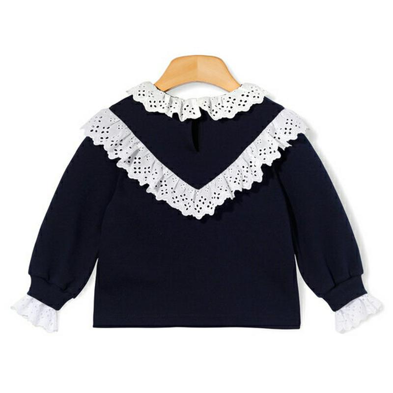 アイレットレースラインスウェット p007280 キッズ 【3~8才】【tops】【韓国 ファッション トップス スウェット トレーナー Tシャツ カットソー 長袖 無地 女の子 ルーズ フリル レースキッズ 子供 子供用 幼稚園 通学 通園 小学生 春 秋 冬】【KIDS】