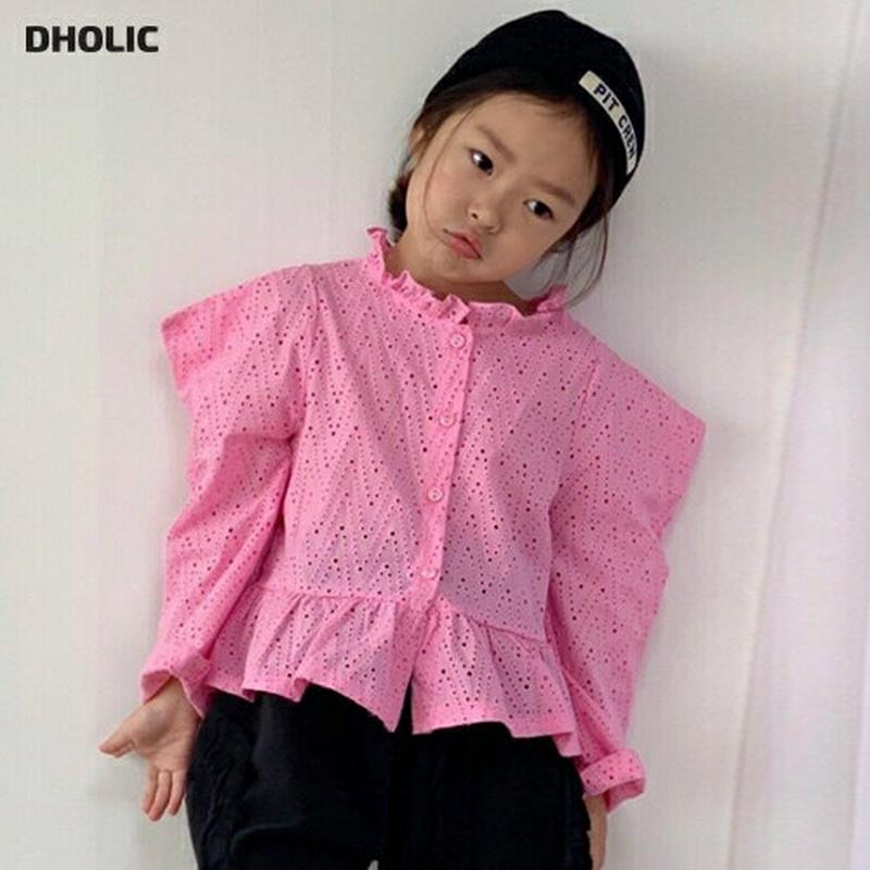 【キッズ10%OFF】パワーショルダーレースブラウス・u07192 キッズ【3~8才】【bl】【トップス ブラウス ロングスリー