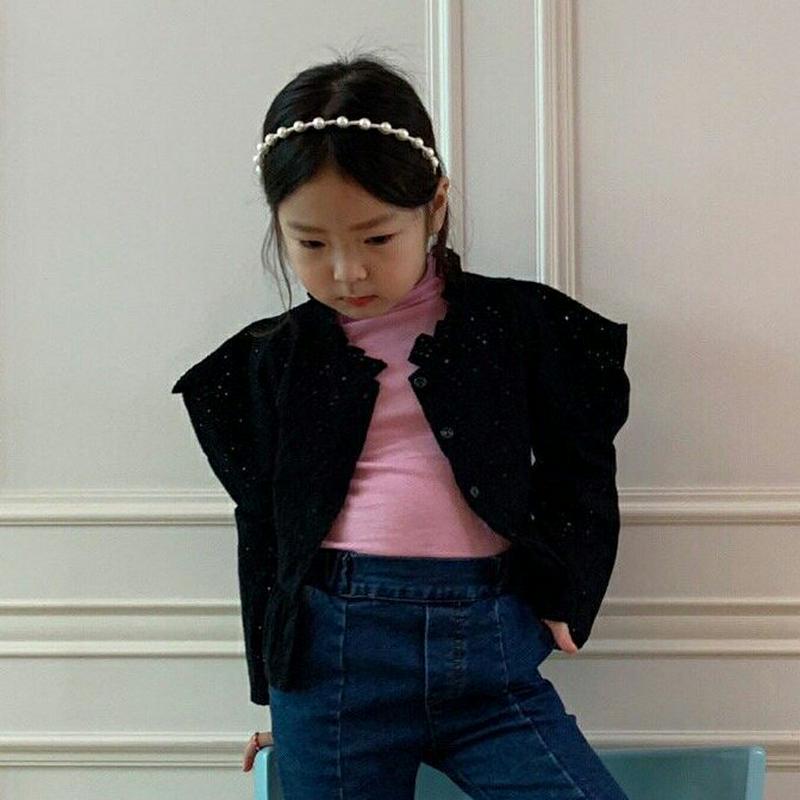 【キッズ10%OFF】パワーショルダーレースブラウス・u07192 キッズ【3~8才】【bl】【トップス ブラウス ロングスリー