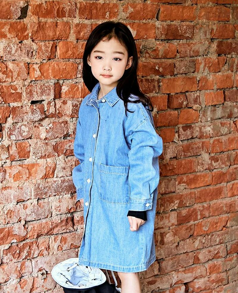 【キッズ10%OFF】デニムシャツワンピース・b06489 キッズ【3~8才】【ops】【ワンピース ミディ丈 ミディワンピース