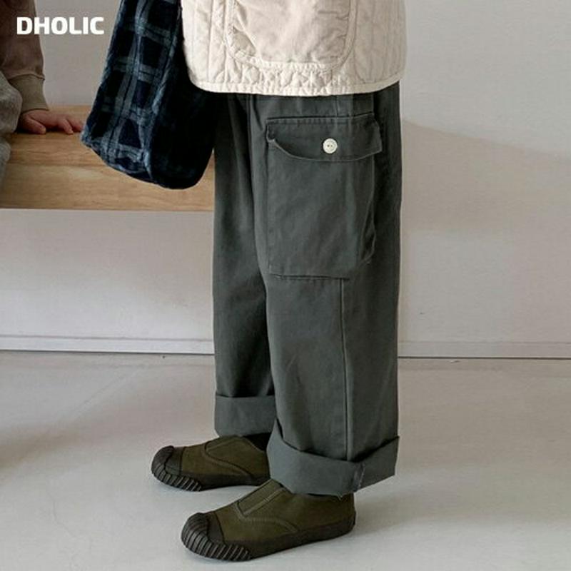 【キッズ10%OFF】ボタンフラップポケットパンツ u07166 キッズ 【3~8才】【pt】【韓国 ファッション ボトムス パ
