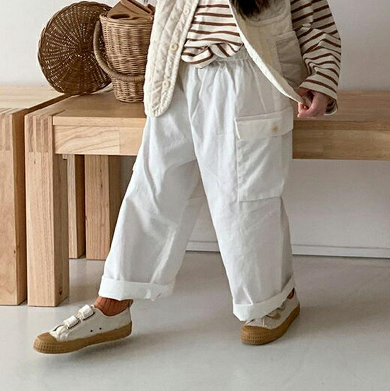 【キッズ10%OFF】ボタンフラップポケットパンツ u07166 キッズ 【3~8才】【pt】【韓国 ファッション ボトムス パ