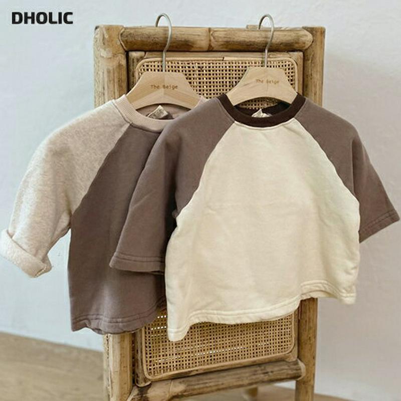 【キッズ10%OFF】配色ラグランTシャツ u07203 キッズ 【3~8才】【tops】【韓国 ファッション トップス Tシャ