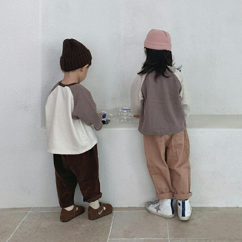 【キッズ10%OFF】配色ラグランTシャツ u07203 キッズ 【3~8才】【tops】【韓国 ファッション トップス Tシャ
