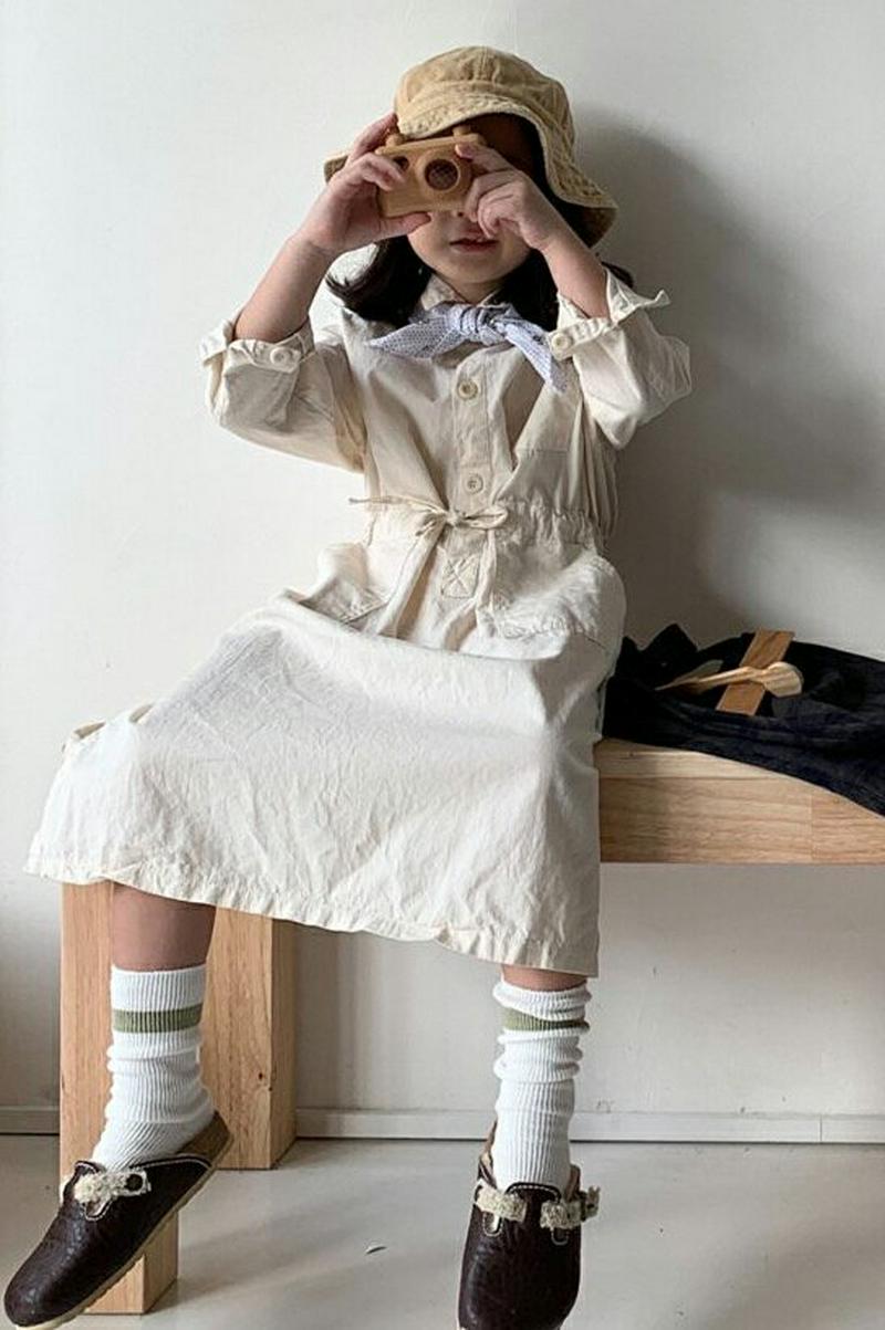 【キッズ10%OFF】ポケットシャツワンピース u07149 キッズ 【3~8才】【ops】【韓国 ファッション ワンピース ロ