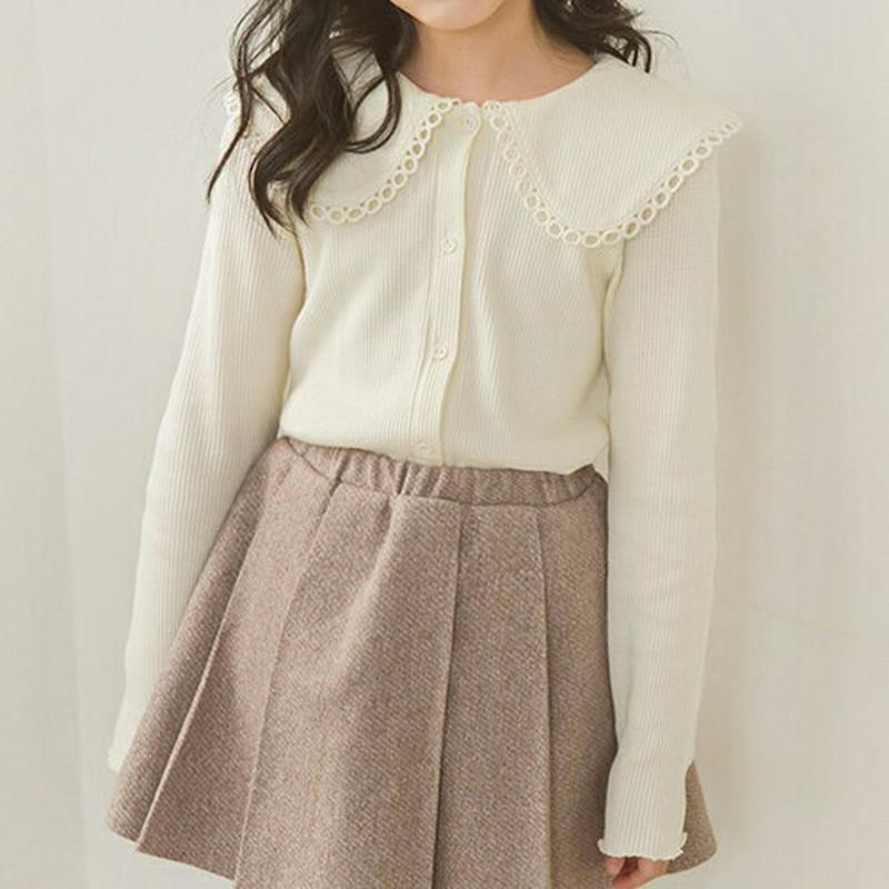 【キッズ10%OFF】レースカラーボタンブラウス・p007049 キッズ【3~8才】【bl】【トップス ブラウス 長袖 レース 