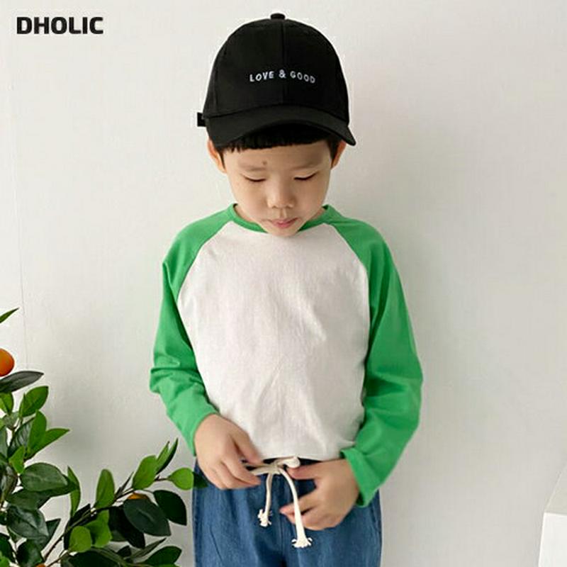 ラグラン配色Tシャツ・p007083 キッズ【3~8才】【tops】【トップス Tシャツ 長袖 ロンT ラグラン カジュアル シンプル ラフ 女の子 男の子 春 秋 韓国 韓国子供服 子供 こども 子供服 こども服】【KIDS】