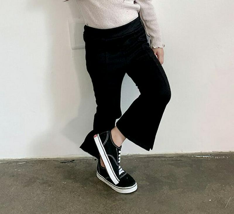 【キッズ10%OFF】ブラックフレアパンツ・u07085 キッズ【3~8才】【pt】【パンツ ズボン ロングパンツ フレア フレ