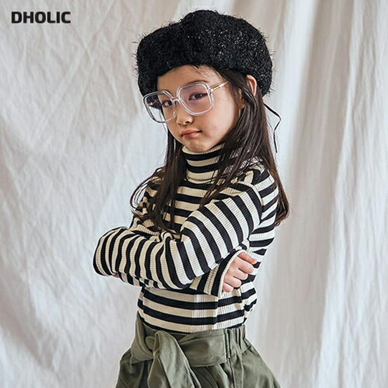 【キッズ10%OFF】ボーダータートルネックリブTシャツ・u06445 キッズ【3~8才】【tops】【トップス Tシャツ ロン