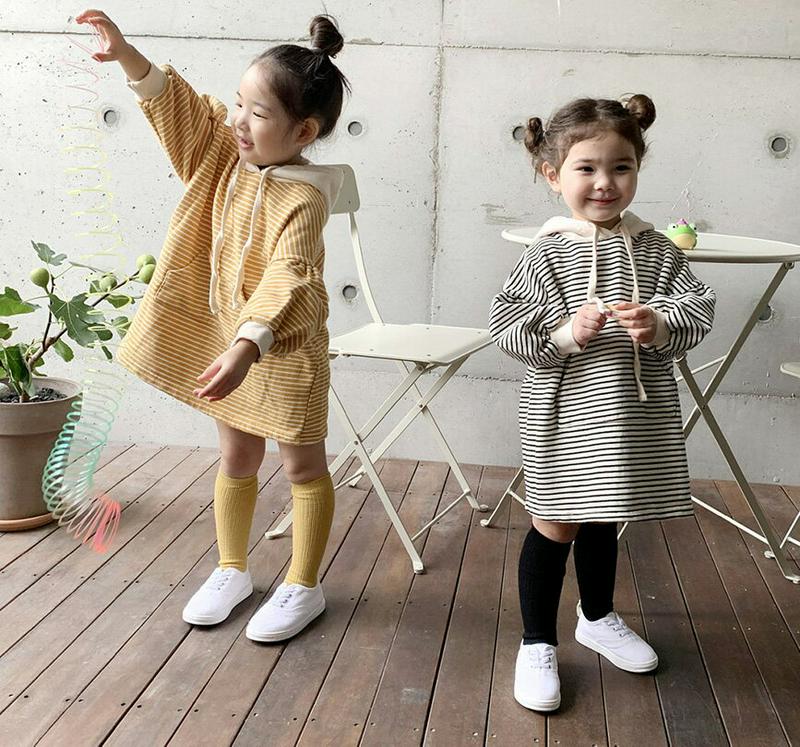 【キッズ10%OFF】フードボーダー配色ワンピース・u07099 キッズ【3~8才】【ops】【ワンピース ミニワンピース ひざ