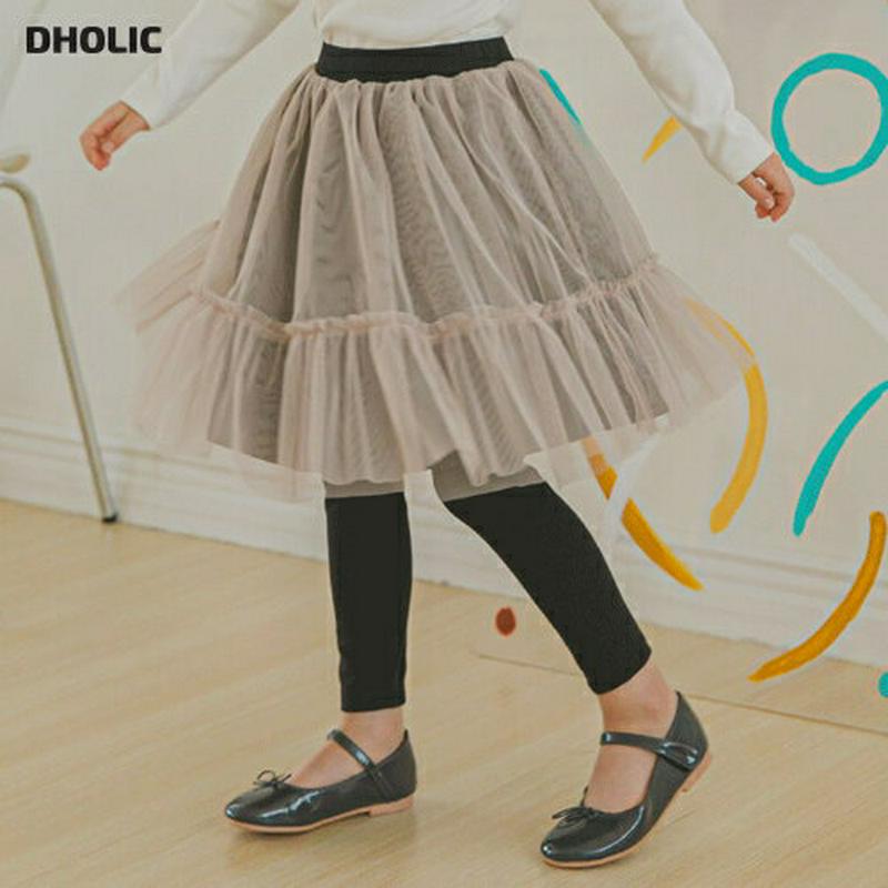 チュールスカートレギンス(ベージュ)・p006655 キッズ【3~8才】【pt】【レギンス スカートレギンス レギンススカート チュール チュールスカート ミディ丈 かわいい 女の子 春 秋 韓国 韓国子供服 子供 こども 子供服 こども服】【KIDS】