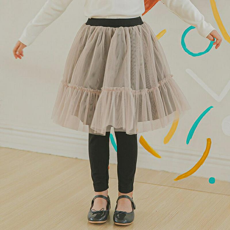 チュールスカートレギンス(ベージュ)・p006655 キッズ【3~8才】【pt】【レギンス スカートレギンス レギンススカート チュール チュールスカート ミディ丈 かわいい 女の子 春 秋 韓国 韓国子供服 子供 こども 子供服 こども服】【KIDS】
