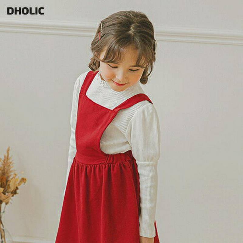 フリルネックリブTシャツ(アイボリー)・p006644 キッズ【3~8才】【tops】【トップス Tシャツ 長袖 リブ リブトップス ロンT 無地 シンプル フリル カジュアル 単色 かわいい 可愛い 女の子 春 秋 韓国 韓国子供服 子供 こども 子供服 こども服】【KIDS】