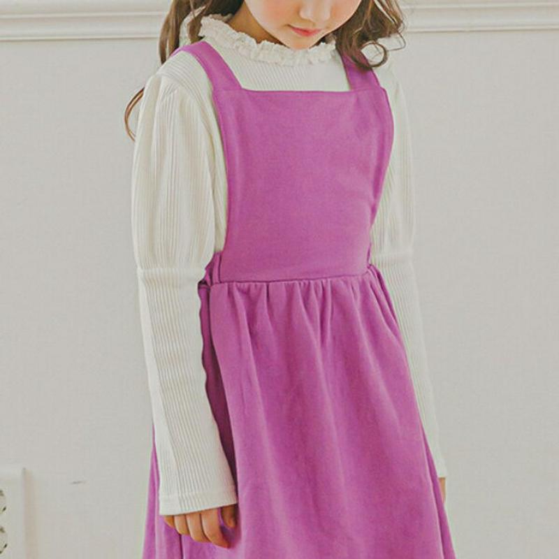 フリルネックリブTシャツ(アイボリー)・p006644 キッズ【3~8才】【tops】【トップス Tシャツ 長袖 リブ リブトップス ロンT 無地 シンプル フリル カジュアル 単色 かわいい 可愛い 女の子 春 秋 韓国 韓国子供服 子供 こども 子供服 こども服】【KIDS】