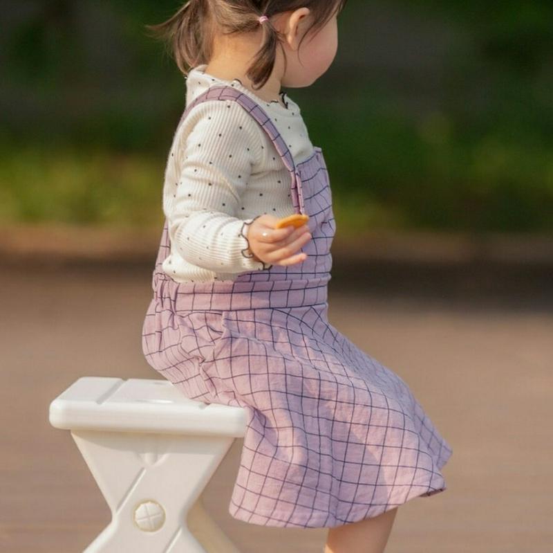 【キッズ10%OFF】グラフチェックサスペンダーワンピース・u06821 キッズ【3~8才】【ops】【ワンピース ミディ丈 ミ