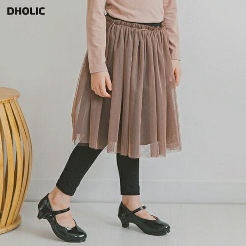 チュールロングスカートレギンス(ブラウン)・p006653 キッズ【3~8才】【sk】【スカートレギンス レギンススカート チュール ロングスカート フェミニン 可愛い かわいい 女の子 春 秋 韓国 韓国子供服 子供 こども 子供服 こども服】【KIDS】