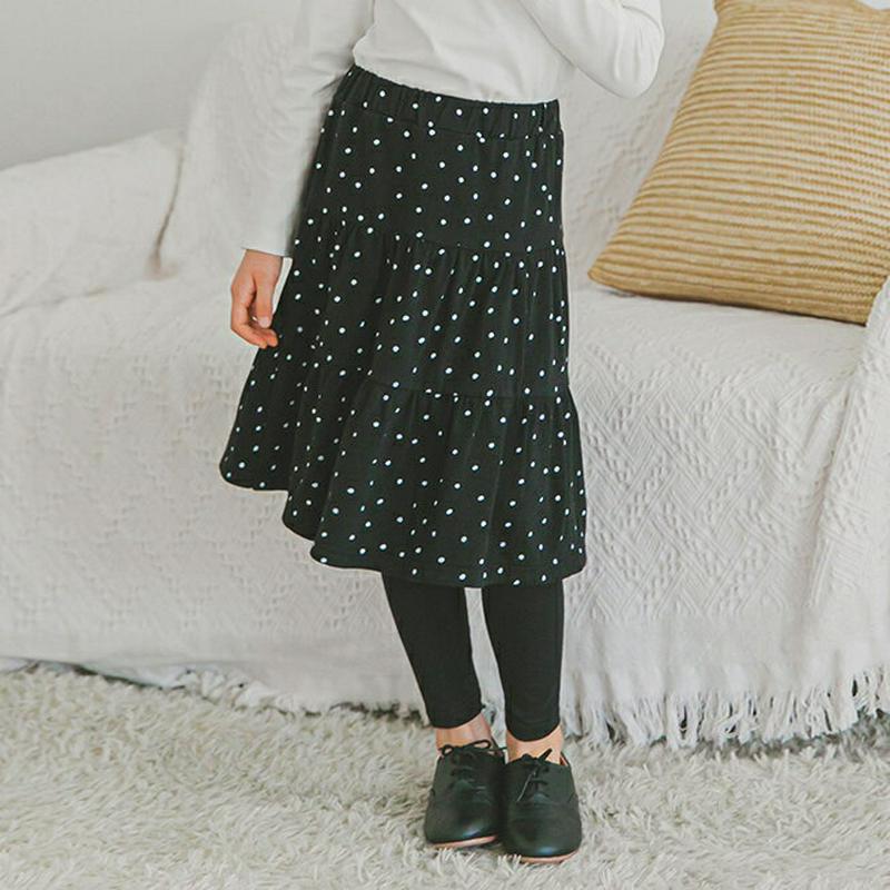 ドットロングスカートレギンス(ブラック)・p006654 キッズ【3~8才】【pt】【スカートレギンス レギンススカート レギンス スカート ロングスカート ドット 柄 カジュアル 女の子 春 秋 韓国 韓国子供服 子供 こども 子供服 こども服】【KIDS】