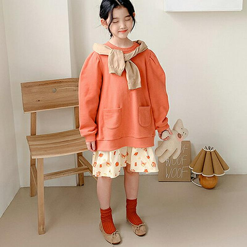 【キッズ10%OFF】花柄コンビポケットワンピース・p007019 キッズ【3~8才】【ops】【ワンピース ミディ丈 ミディワ