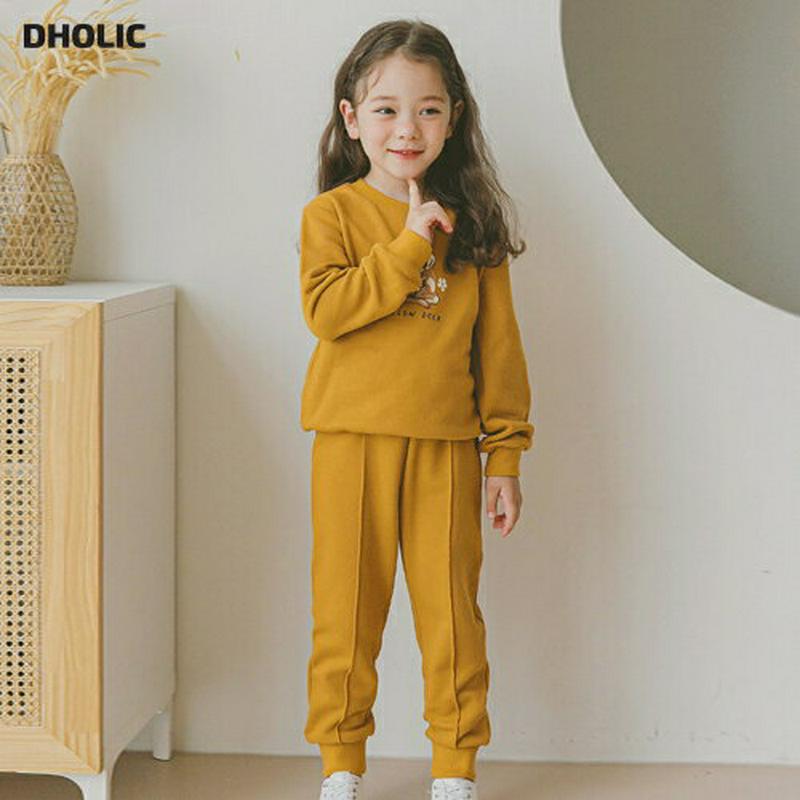 DEERスウェット上下SET(マスタード)・p006658 キッズ【3~8才】【set】【セットアップ setup トップス スウェット トレーナー 長袖 ズボン パンツ カジュアル ラフ 女の子 男の子 春 秋 冬 韓国 韓国子供服 子供 こども 子供服 こども服】【KIDS】