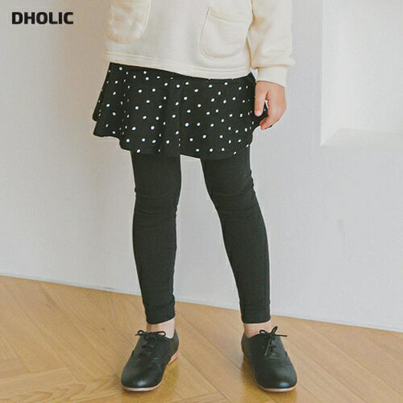 ドットスカートレギンス(ブラック)・p005766 キッズ【3~8才】【pt】【スカートレギンス レギンススカート レギンス スカート ミニスカート ドット 柄 カジュアル 女の子 春 秋 韓国 韓国子供服 子供 こども 子供服 こども服】【KIDS】