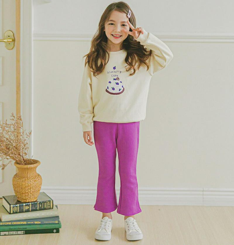ケーキスウェット&スリットパンツ(パープル)・p006662 キッズ【3~8才】【set】【セットアップ setup トップス 長袖 トレーナー スウェット パンツ ズボン スリット カジュアル 女の子 春 秋 韓国 韓国子供服 子供 こども 子供服 こども服】【KIDS】