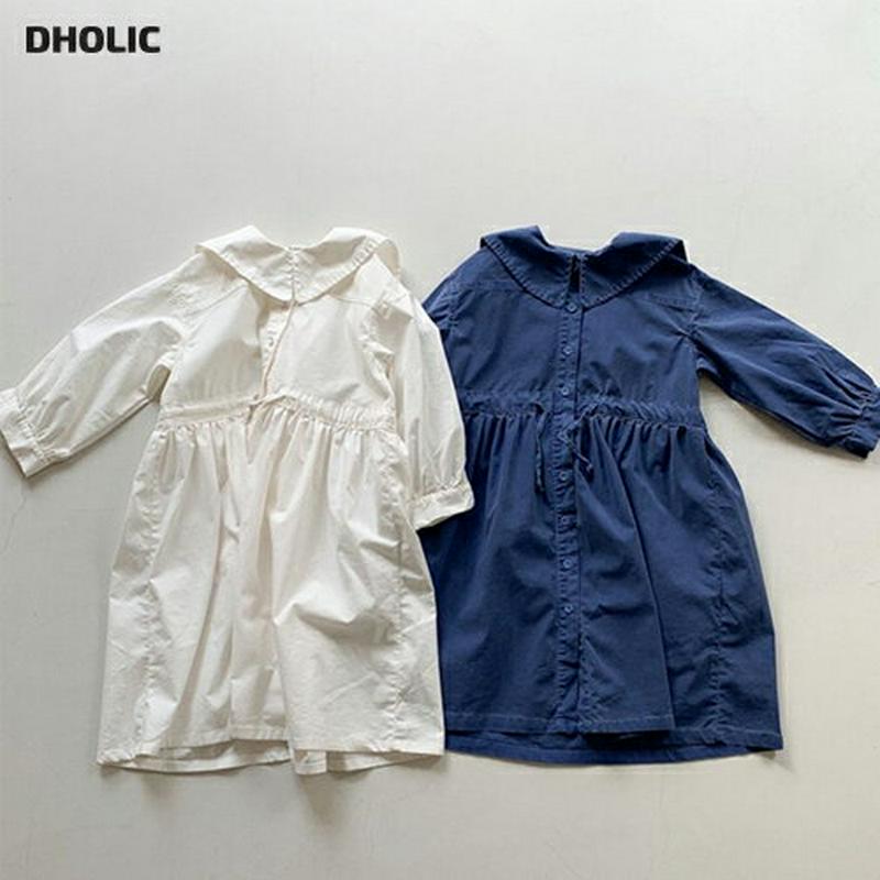 【キッズ10%OFF】カラーボタンドロストワンピース・u06929 キッズ【3~8才】【ops】【ワンピース ロング ロングワン