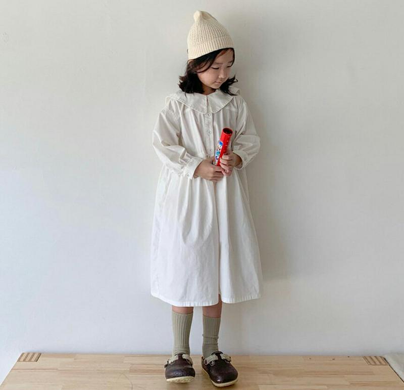 【キッズ10%OFF】カラーボタンドロストワンピース・u06929 キッズ【3~8才】【ops】【ワンピース ロング ロングワン