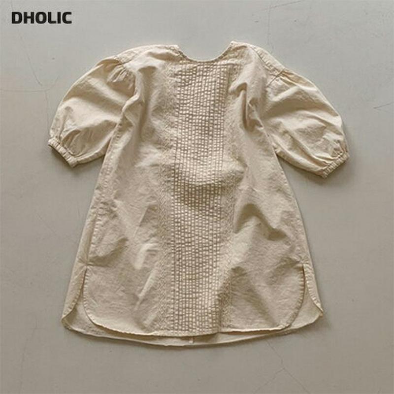 【キッズ10%OFF】ピンタックパフワンピース・u06918 キッズ【3~8才】【ops】【ワンピース ミディ丈 ミディワンピー