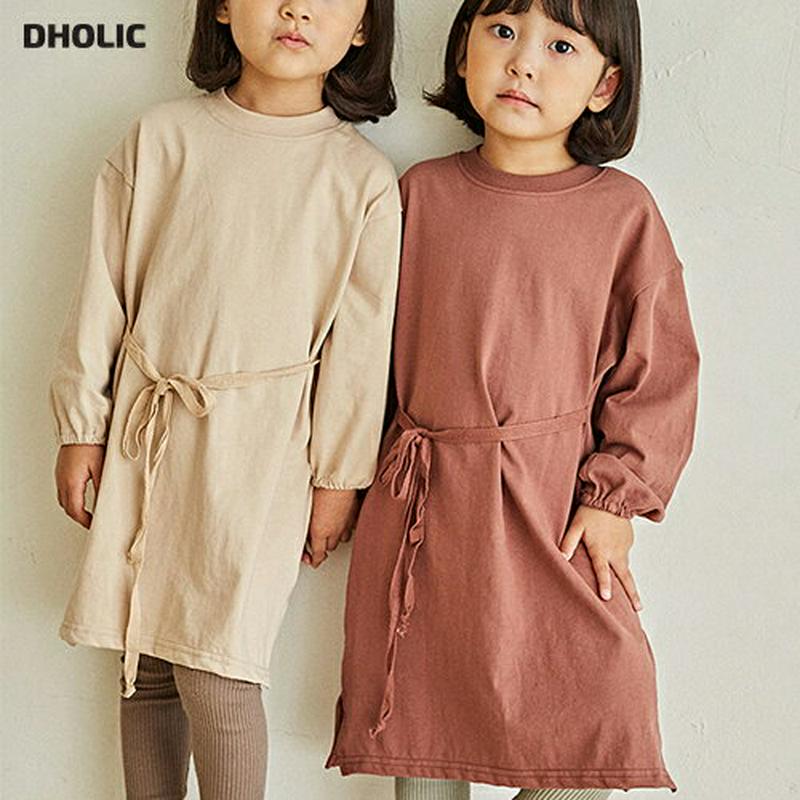 【キッズ10%OFF】ウエストリボンワンピース・u06430 キッズ【3~8才】【ops】【ワンピース ミディ丈　ミディワンピー