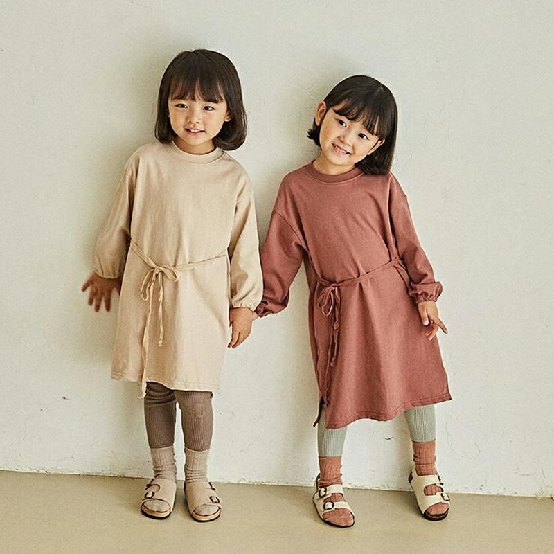 【キッズ10%OFF】ウエストリボンワンピース・u06430 キッズ【3~8才】【ops】【ワンピース ミディ丈　ミディワンピー