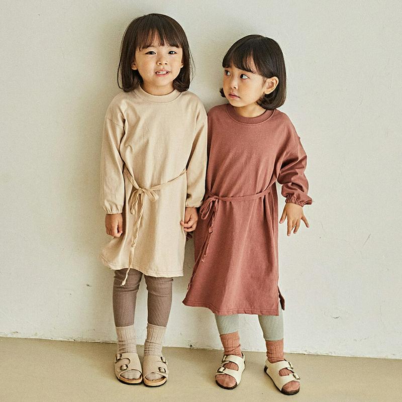 【キッズ10%OFF】ウエストリボンワンピース・u06430 キッズ【3~8才】【ops】【ワンピース ミディ丈　ミディワンピー