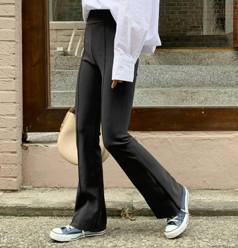 【新作10%OFF】センタープレスブーツカットパンツ・全2色・t61388 レディース【pt】【韓国 ファッション ボトムス ズ