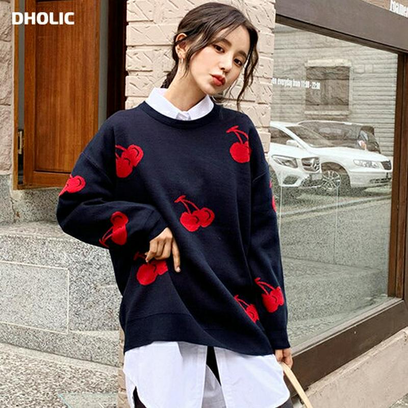【新作10%OFF】チェリーパターンニット・全4色・t61376 レディース【tops】【韓国 ファッション トップス ニット 