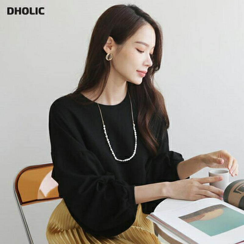 【新作10%OFF】ラウンドパフTシャツ・全3色・b64506 レディース【tops】【韓国 ファッション トップス Tシャツ 