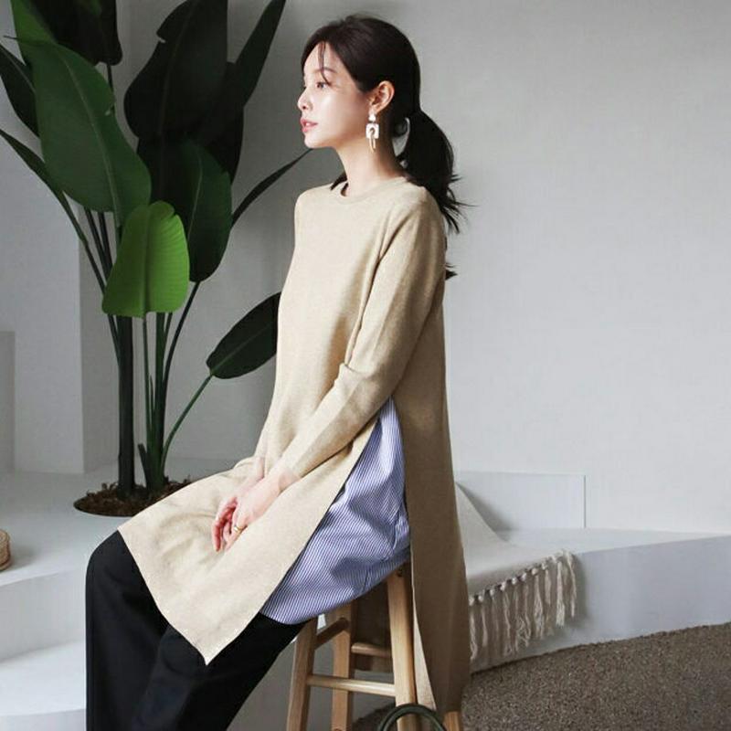 【新作10%OFF】ストライプスリーブレス&ニットSET・全2色・b64582 レディース【tops】【韓国 ファッション トッ