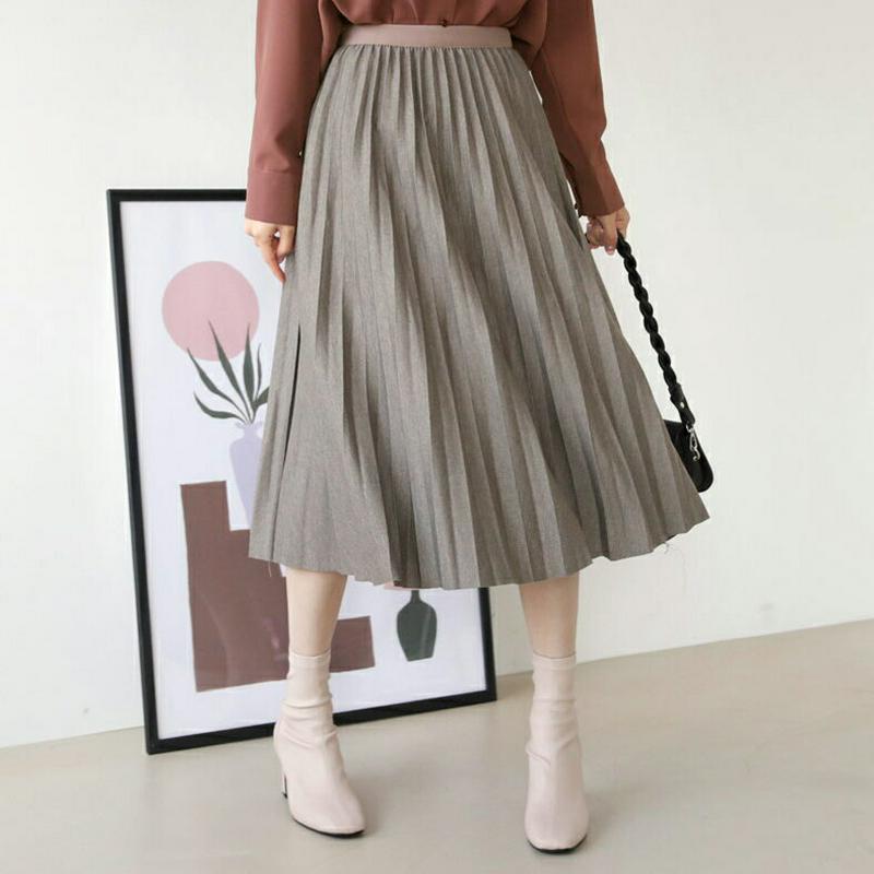 【新作10%OFF】ウエストゴムプリーツスカート・全3色・b64524 レディース【sk】【韓国 ファッション ボトムス スカー
