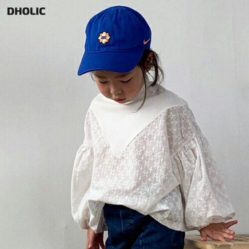 【キッズ10%OFF】リブレースコントラストブラウス u07223 キッズ 【3~8才】【bl】【韓国 ファッション トップス 