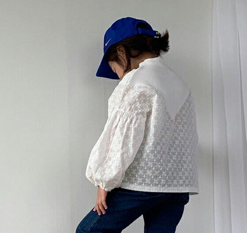 【キッズ10%OFF】リブレースコントラストブラウス u07223 キッズ 【3~8才】【bl】【韓国 ファッション トップス 