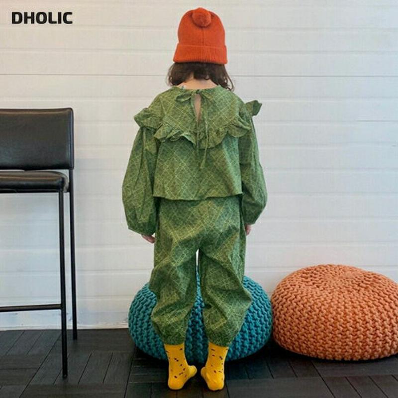 【キッズ10%OFF】フリルパターンブラウス&パンツSET u07213 キッズ 【3~8才】【SET】【韓国 ファッション セ