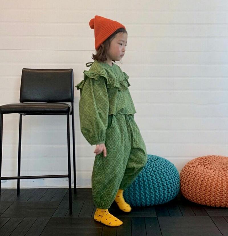 【キッズ10%OFF】フリルパターンブラウス&パンツSET u07213 キッズ 【3~8才】【SET】【韓国 ファッション セ