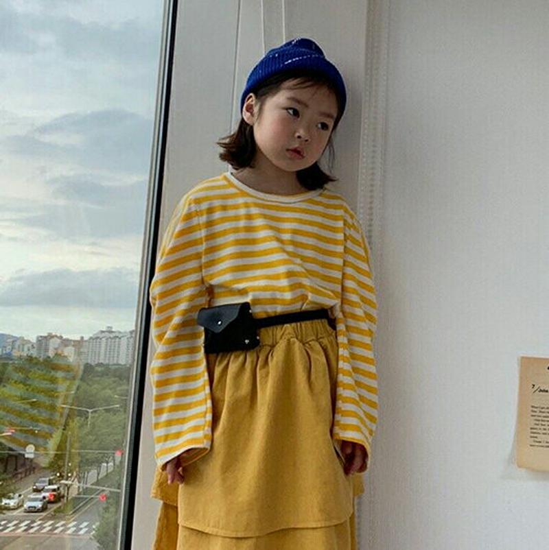 【キッズ10%OFF】スリーブディテールボーダーTシャツ u07232 キッズ 【3~8才】【tops】【韓国 ファッション ト