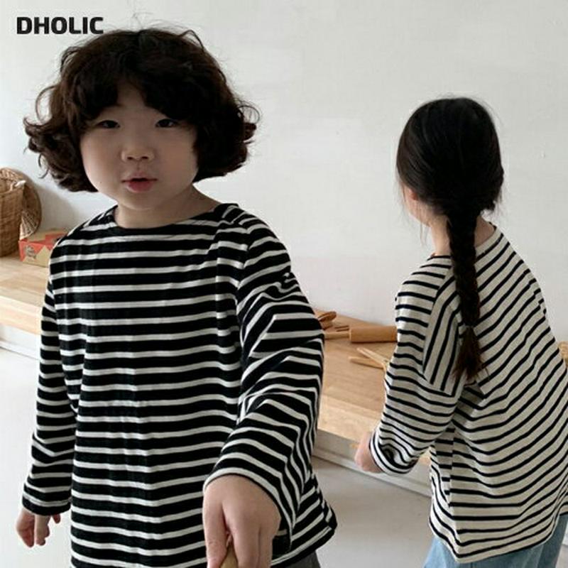 【キッズ10%OFF】配色ボーダー長袖Tシャツ u07146 キッズ 【3~8才】【tops】【韓国 ファッション トップス T