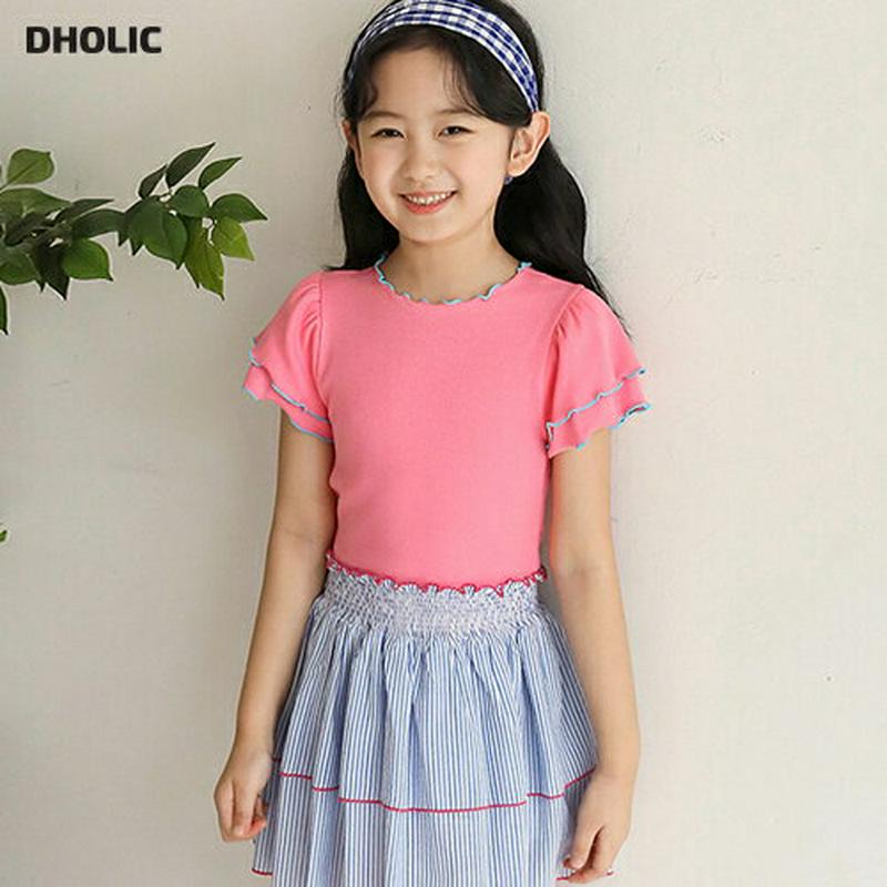 【キッズ10%OFF】配色メロウヘムTシャツ・p003716 キッズ【3~8才】【tops】【トップス Tシャツ 半袖 メロウ 