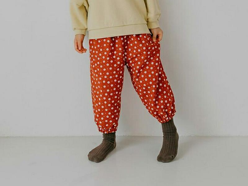 【キッズ10%OFF】花柄ゴムバンドヘムパンツ・u06805 キッズ【3~8才】【pt】【パンツ ズボン ロングパンツ 長ズボン