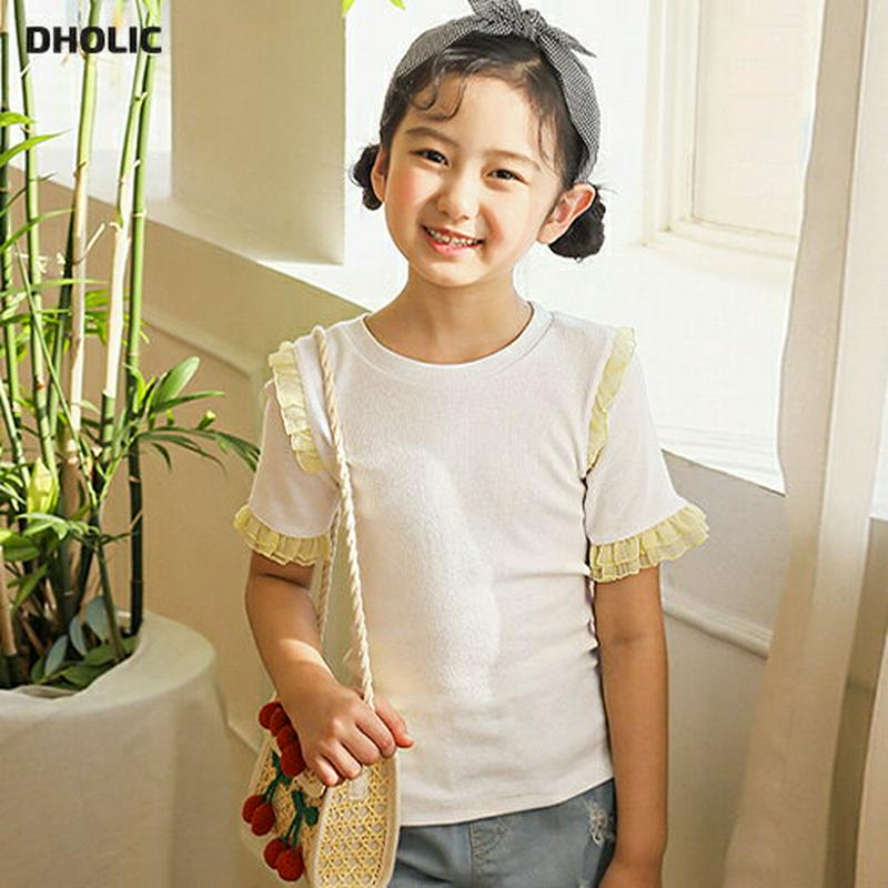 【キッズ10%OFF】配色フリルディテールTシャツ p003603・キッズ 【3~8才】【tops】【韓国 ファッション トップ