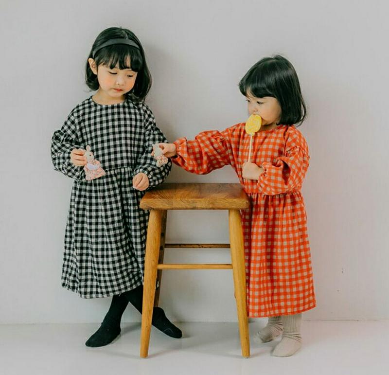 【キッズ10%OFF】バルーンスリーブチェックワンピース・u06953 キッズ【3~8才】【ops】【ワンピース ロング ロング