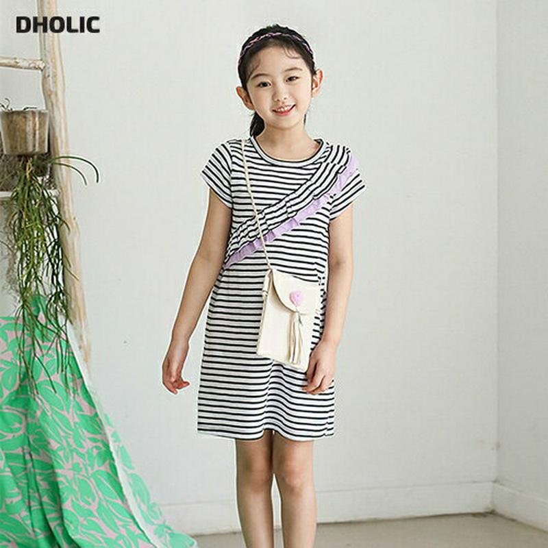 【キッズ10%OFF】配色フリルラインボーダーワンピース・p003719 キッズ【3~8才】【ops】【ワンピース ミニワンピー