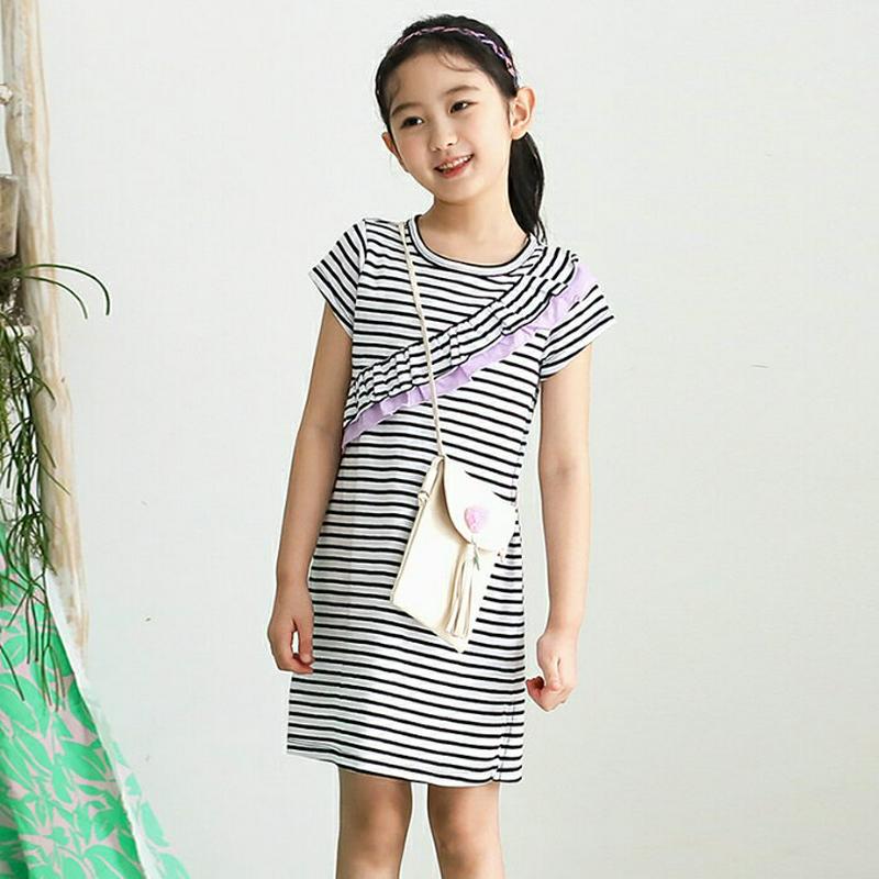 【キッズ10%OFF】配色フリルラインボーダーワンピース・p003719 キッズ【3~8才】【ops】【ワンピース ミニワンピー